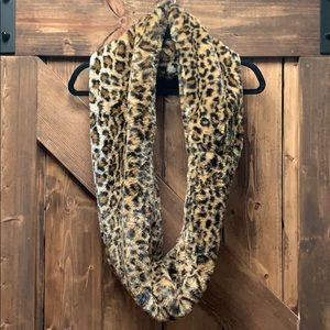 Calvin Klein Faux Fur Cheetah Print Infinity Scarf